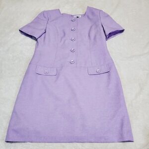 Vtg Kasper Light Purple Short Sleeve Sheath Dress 14 Petite Classic Work Spring